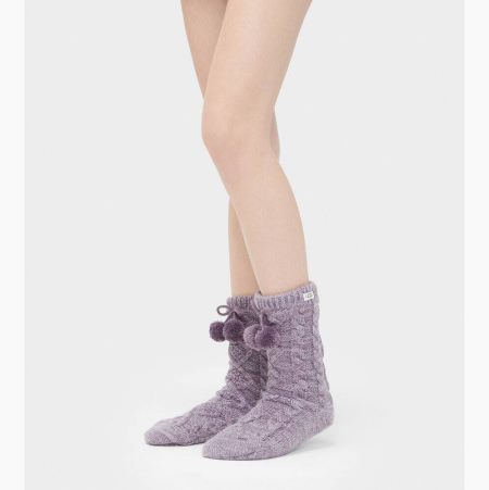 UGG Pom Pom Fleece Lined Crew - Sokker Dame - Lavendel (NO-H981)